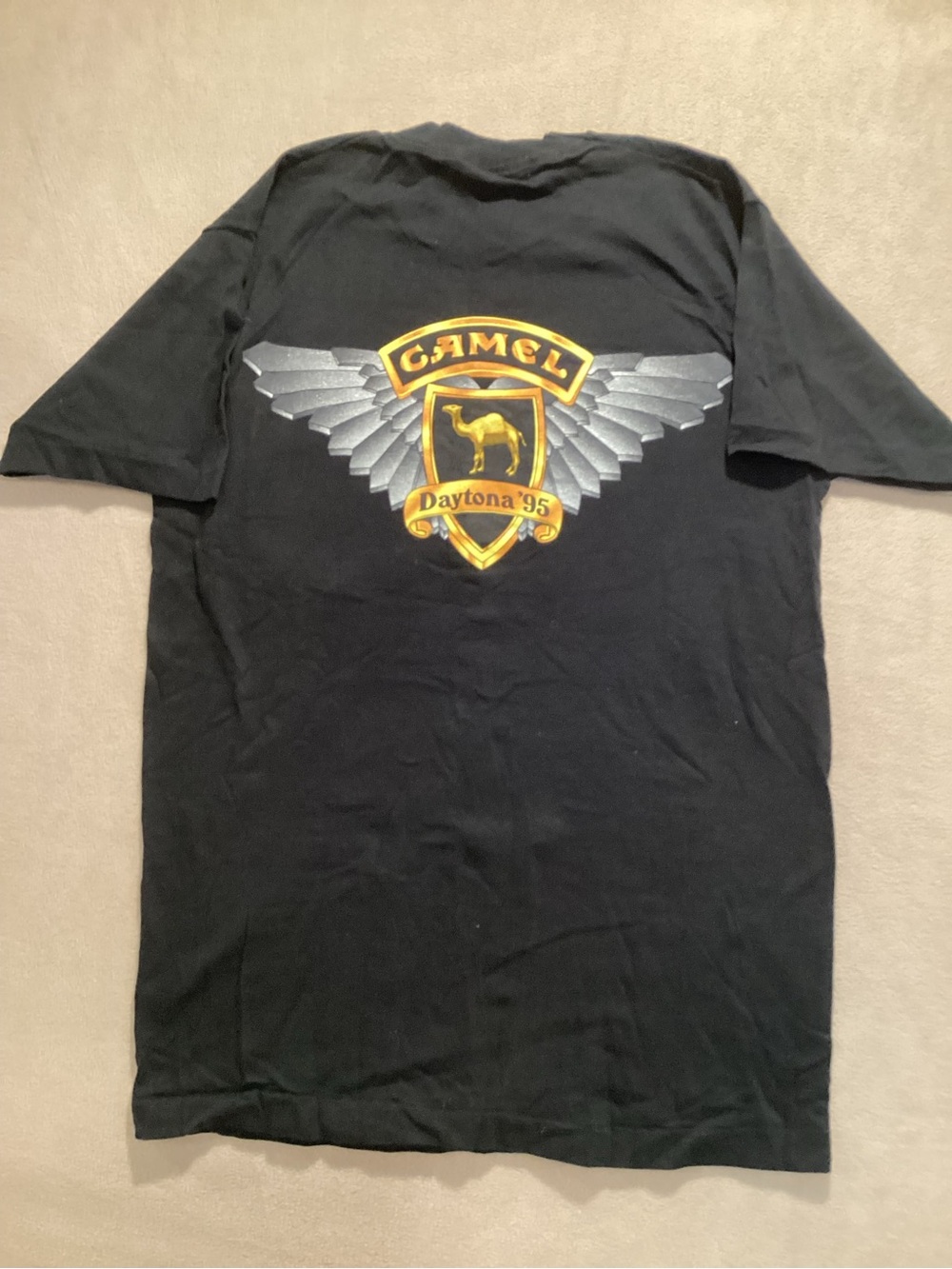 Fruit of the Loom Black Short-Sleeve Tee with Gold & Silver Winged Crest